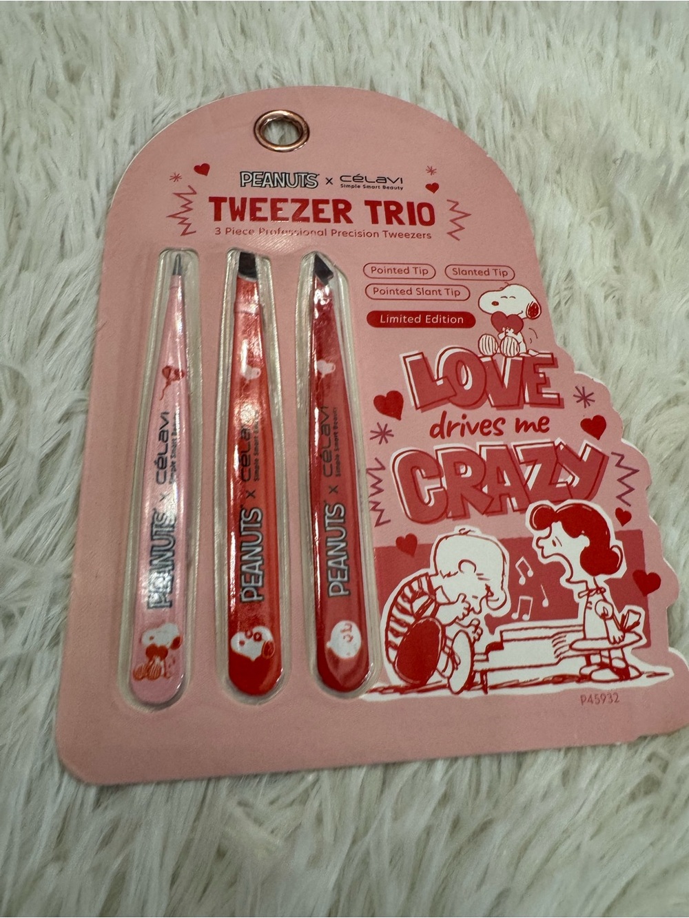 Peanuts x Célavi Tweezer Trio - love drives me crazy Pink & Red limited edition
